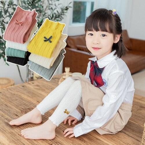 2021 Autumn new arrival children clothes girls leggings cute bow casual fashion sports lace kids trousers college style leggings