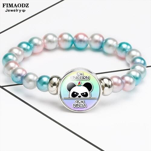 FIMAODZ Panda Charm Bracelet Cartoon Unicorn Panda Baby Cute Beaded Bracelets for Kids Girls Animal Jewelry Birthday Party Gift