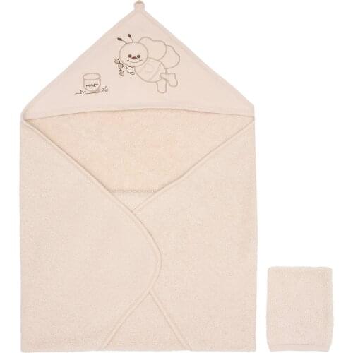 Bee Embroidered Baby Towel and Sac 80x80 Cotton Squishy