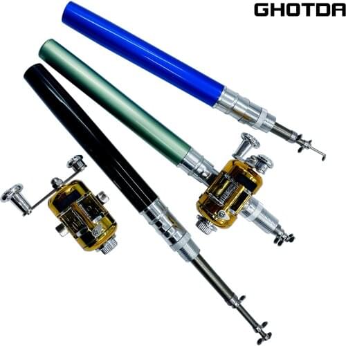 Mini Pocket Pen Shape Aluminum Alloy Fishing Rod Portable Baitcasting Rod + Fishing Reel Set Combos Pesca