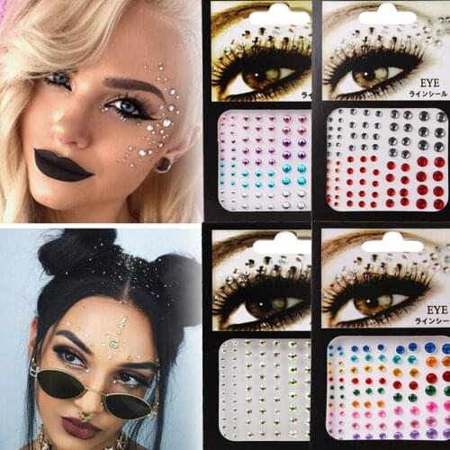 Forehead Body Paint Glitter Festival Party Face Makeup Gems Rhinestone Jewel Body Tattoo Stickers Eye Gems Stickers Makeup Tools