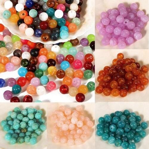 6/8/10mm Round mitation Natural Stone Acrylic Spacer Loose Beads For Jewelry Makeing Bracelet Necklace DIY Accessory