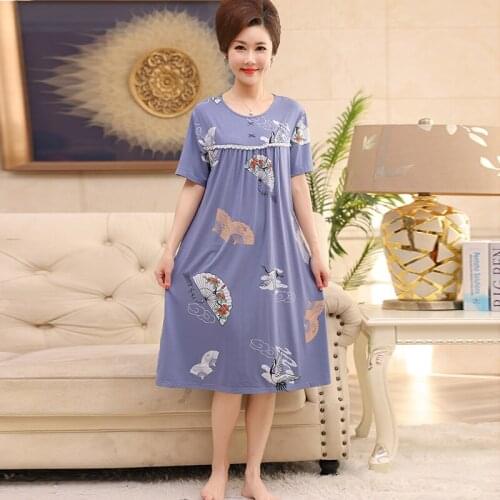 Summer Fashion Modal Dress Women Sexy Lovely Nightdress Sleepwear Lingerie Nightgown Short Sleeve O-Neck Nightwear Home Dress