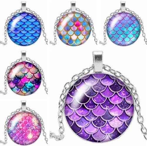 HOT! 2019 New Creative Dragon Scales Glass Convex Round Pendant Fashion Charm Girl Jewelry Necklace When Fittings