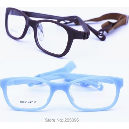 Hotsales 936 top quality TR90 square shape hingeless bendable safety prescription myopia eyeglass with elastic cord for boy