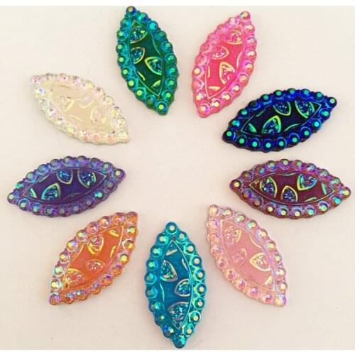 Horse eye AB Resin Rhinestone Flatback Wedding 2 Hole 20pcs 15mm*30mm ID63*2