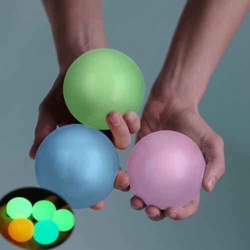 Luminescent Stiky Balls Throw At Ceiling Stick Wall Ball Sticky Target Squash Ball dog toy Globbles Balls Balle Kids Toys