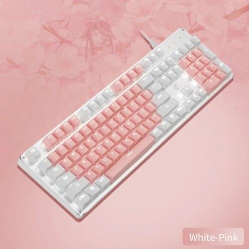 104 Keys Mechanical Keyboard Pink White Gaming USB Wired Keyboard LED Backlit Blue Switch Double Shot Keycaps For Desktop/PC