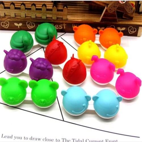 Cute 12 Chinese Zodiac Signs Pig Snake Goat dragon animals portable Contact Lens Case Travel Lenses Box Container