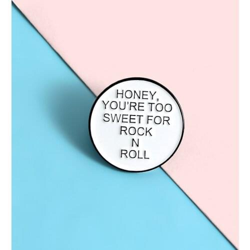Minimalist Personality Phrases Brooches Badges 'ROCK N ROLL' Enamel Lapel Pins Fashion Gifts for Friends Wholesale Jewelry