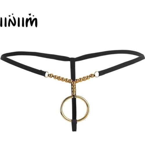 Hot Jockstrap Men thongs sexy Underwear Mens Lingerie O-rings Sissy Penis Hole Beads Bikini String Homme Gay Male Sexy Panties