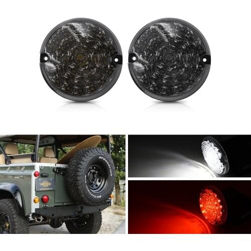 Smoked For Land Rover Defender 01-16 Defnder Cabrio 90-16 95mm Round Led Rear White Reverse/Backup Red Fog Light Kits