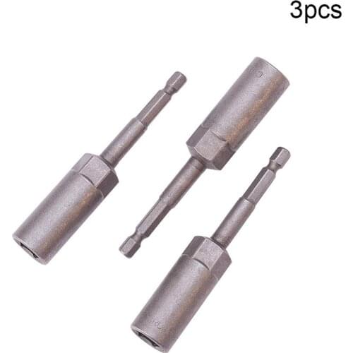 Hot 1/4" Drive 7~19mm Hex Sockets 100mm Total Length Metal Impact Nut Setter Driver Socket Bit Hand Tool Kit 1~3pcs