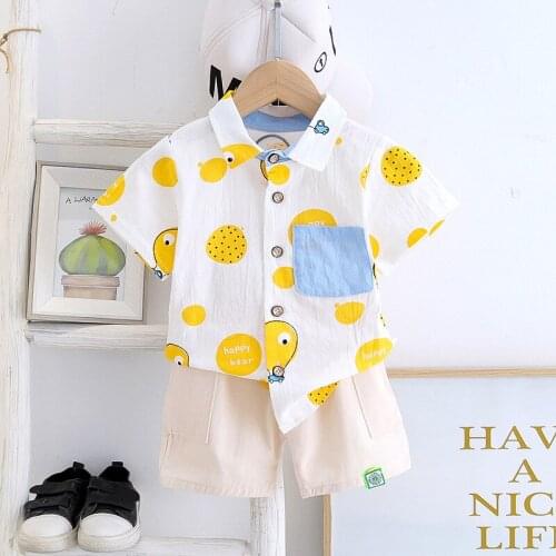 2020 New Childrens Clothing 1-3 Year Old Baby Boy Summer Clothing Boy Short Sleeve Suit Summer Shirt Two-piece Suit Tide Child
