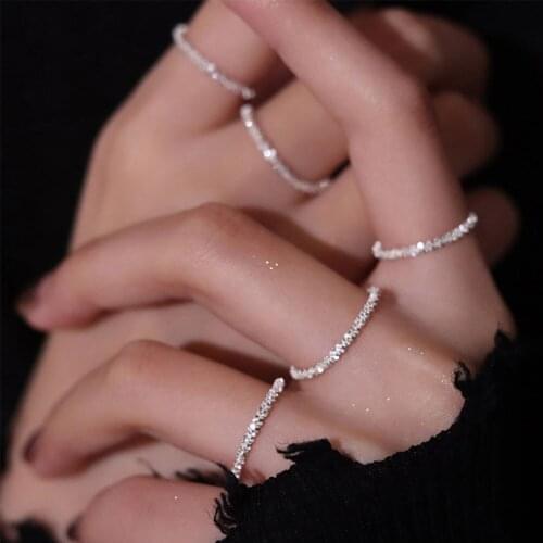 New Arrived Silver Sparkling Ring Simple Style Versatile Decorative Compact Index Finger Ring Women Fashion Jewelry