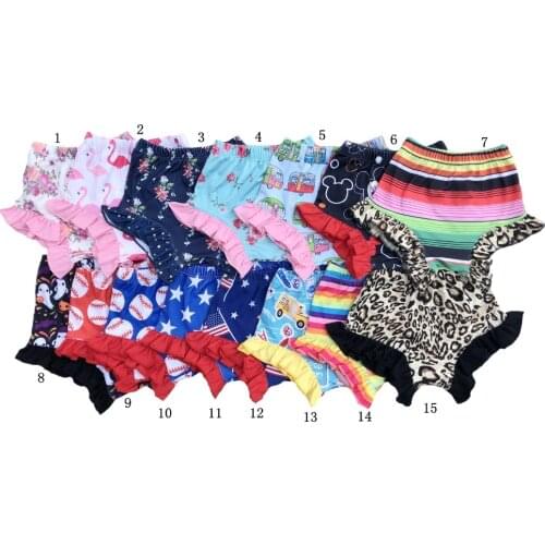 Wholesale price Bulk order Baby Girls Toddle Ruffle Shorts Watermelon floral Print Diaper Bloomer Panties Shorts