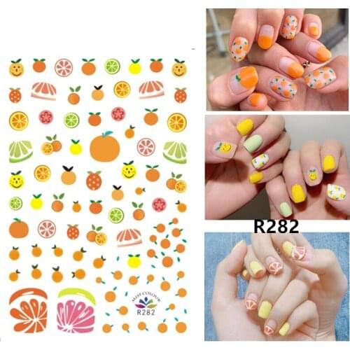Self-adhesive 3D Stickers for Nails Orange Grapefruit Fruit Nail Art Decorations Small Size Stickers Women Girl Nail Foils