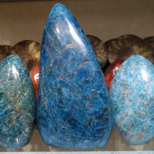 Blue APATITE Crystal Polished Standup Display Stone - Madagascar