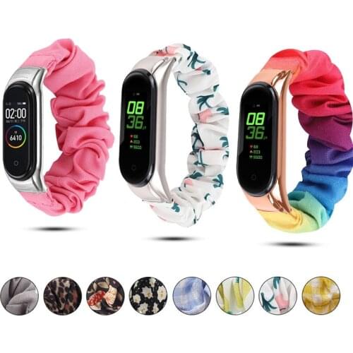 Scrunchie Elastic Strap For Xiaomi Mi band 5 4 3 replaceable Bracelet Mi Band 4 correa Wristband Breathable straps For Miband 6