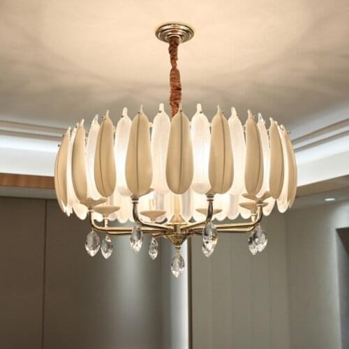 Modern Ceramic Glass Feather Art Led Pendant Lights Lustre Bedroom Childrens Room Indoor Lighting Lamp Hanging Light Fixture