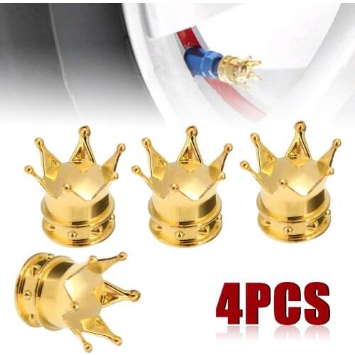 Valve Stems & Caps 4pcs Crown Style Vent Cap ABS Car Wheel Tyre Tire Air Valve Stem Cap Dust Cover Gold