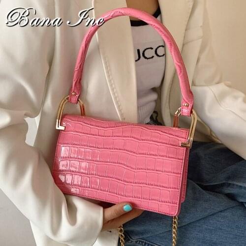 Small Shoulder Bag Hard Leather Women Handbags And Purse Gold Metal Chain Corssbody Bags For Women Flap Shoulder Purse Armpit