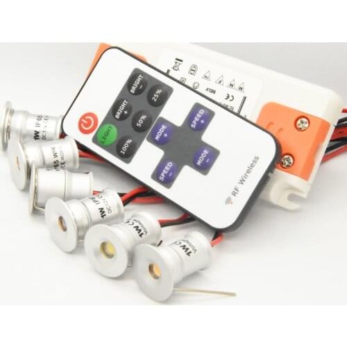 12V Mini Indoor LED Spot Light Downlight Dimmable Recessed Ceiling Stair Lamp With Remote Controller 1W Showcase Cabinet Lights