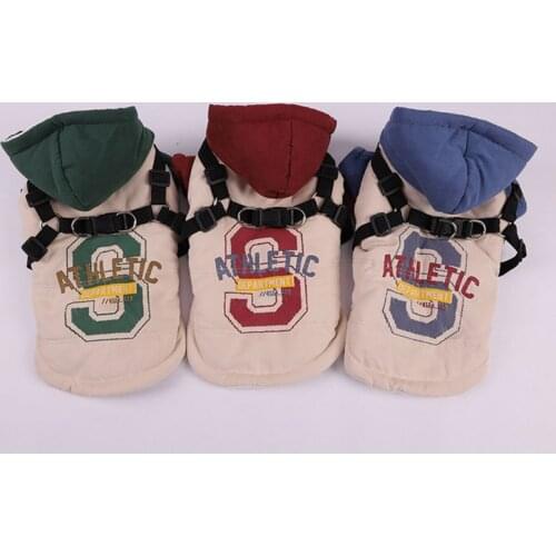 Warm Pet Clothes Fleece Lined Winter Dog Jacket With Harness For Cold Weather Soft Windproof Small Dog Puppy Patch-work Coat