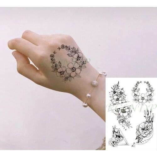 Waterproof Temporary Tattoo Sticker Eye Flower Rose Triangle Geometric Pattern Arrow Letter Tatto Flash Tatoo Art for Women Men