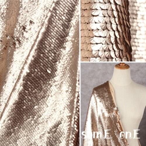 Embroidered Sequins Mesh Fabric Golden Fish Scales DIY Patches Background Decor Props Stage Clothes Skirt Dress Designer Fabric