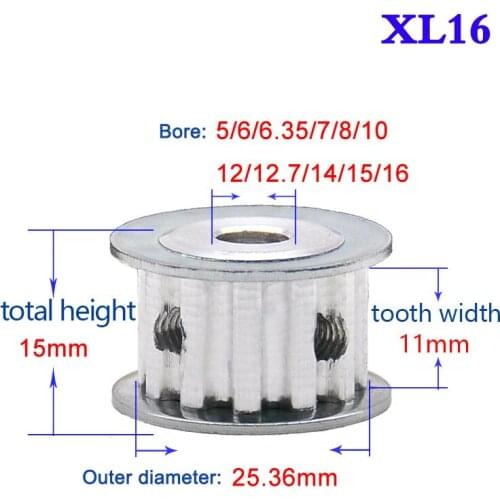 1Pcs XL 16 Tooth - 19 Tooth Synchronous Wheel Timing Belt Pulley Transmission Wheel Width 11mm Bore 5-16mm