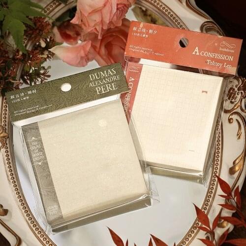 100 Pcs Narrative Poetry Series Texture Memo Pad N Times Sticky Notes Memo Notepad Planner Stickers Bookmark Vintage Stationery