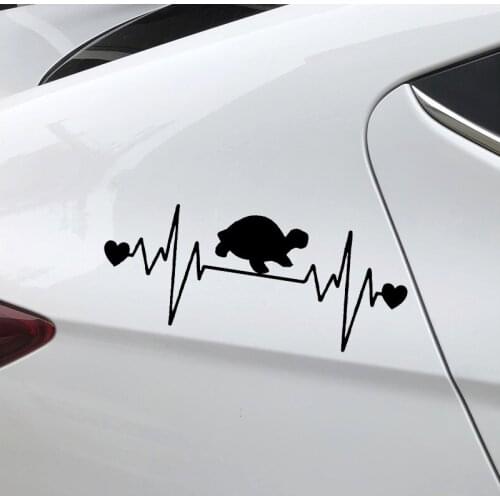 16.4CM*6.6CM Heartbeat Tortoise Creative Car Stickers Body Of Car Decor Vinyl Decal Black/Silver N1085