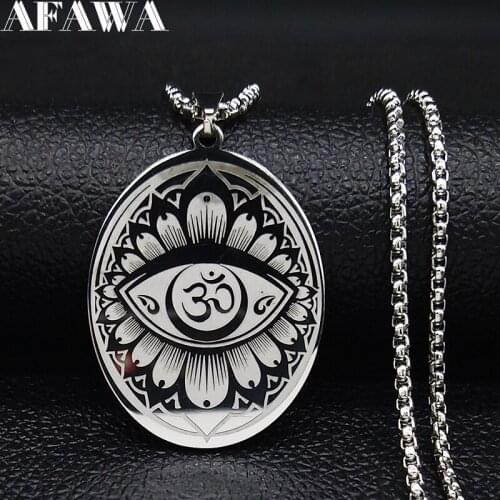 2021 Fashion Eye Stainless Steel Chain Necklace for Women Silver Color Islam Necklace Jewelry colgante mujer N1205S02
