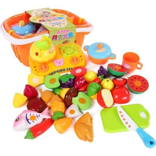21pcs/set Kitchen Fun Cutting Fruits & Vegetables Food Playset Cooking for Kids Brand Toys ABS Plastic Safe