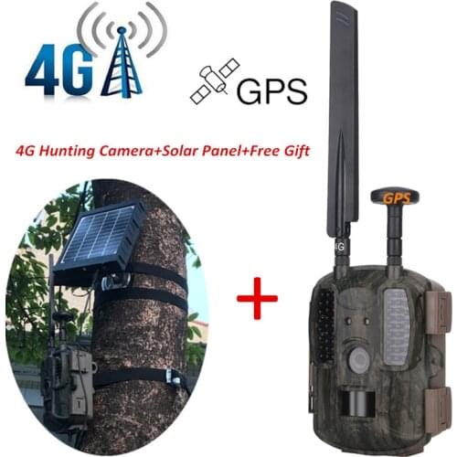 Solar 4G Hunting Cameras Photo Traps Scout Wild Camera Trail GPS/Email/MMS/FTP/GSM Night Vision External Solar Charger Camera 4G