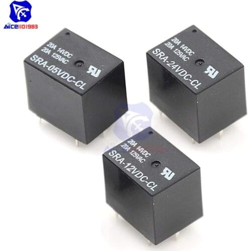 5V 12V 24V 20A DC Power Relay SRA-05VDC-CL SRA-12VDC-CL SRA-24VDC-CL 5Pin PCB Type for Arduino