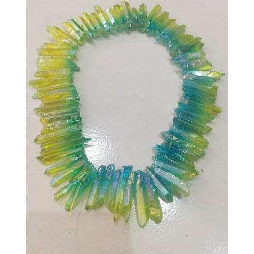 50-60 PC Rainbow Titanium Quartz Crystal Wand Point Healing For DIY Crafts Pendant Home Decor