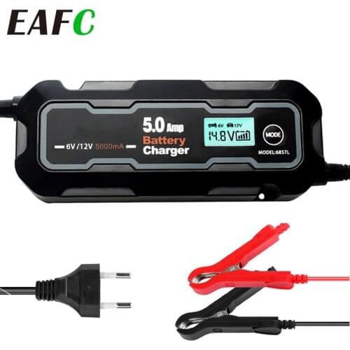 6V/12V 5000mA Full Automatic Car Motorcycle Battery Charger Smart LCD Display Maintainer for Auto RV ATV Boat