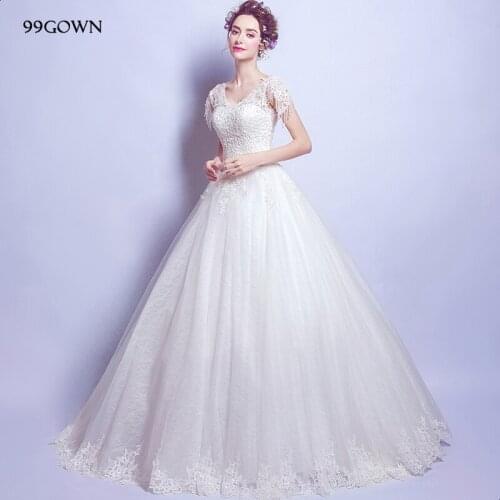 99GOWN Women Satin Long Short Sleeve Wedding Ceremony Dress Luxury Beading Embroidery Simple Long Dress Gown 2019