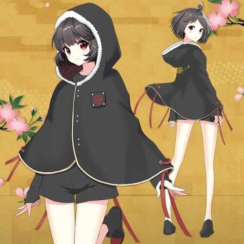 Anime Touken Ranbu Online Kashuu Kiyomitsu Cosplay Costume Lolita Black Coat Flower Embroidery Lolita Coat Cape