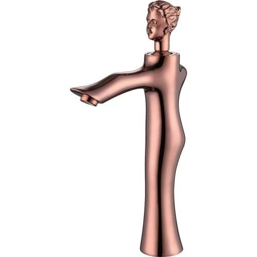 Free ship New arrival single hole /handle ROSE GOLD Bathroom Vessel Sink Beauty Faucet Mixer Vessel Tap tall