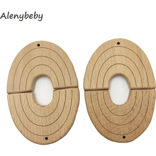 Wood Teether Natural Animal rainbow Shape Baby Teething Nursing Beech Wood Teether for baby Organic DIY Necklace Pendant Toy