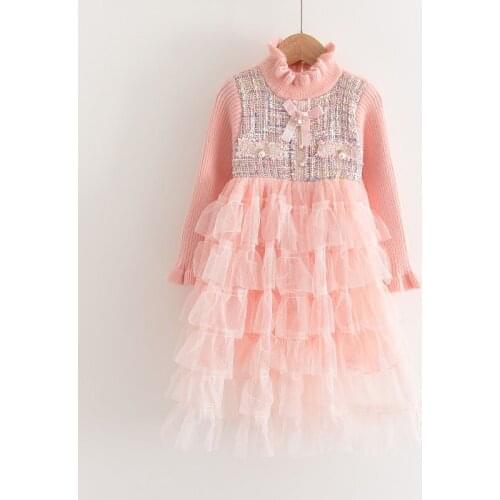 Childrens Clothes 2021 Autumn Winter Girls Birthday Wedding Party Costumes Elegant Long Sleeve Princess Vestidos For Toddler