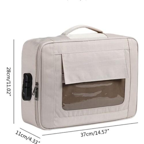 Visible Password Double Layer Files Bag Briefcase Document Pouch Business Travel
