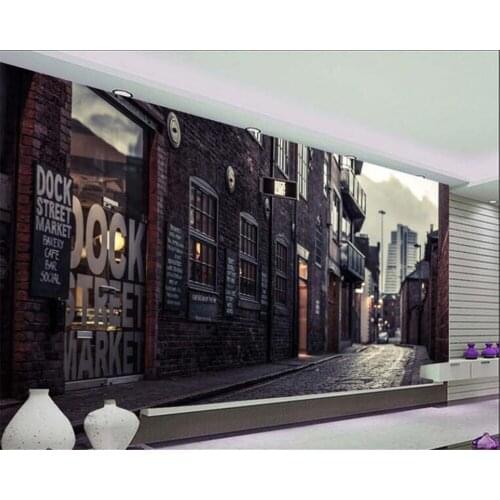Photo wallpaper Retro Nostalgic Street style Cuisine Coffee shop Backdrop wallpaper corridor custom mural Wall Sticker beibehang