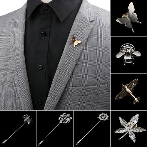Mens Advanced Chic Brooches Spider Butterfly Pin Suit Shawl Lapel Pins Uxedo Corsage Hat Shirt Collar Party Daily Accessory