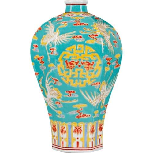 Classic Chinese Antique Qing Porcelain Hexagon Flower Vase Home Office Hotel Villa Decoration Beautiful Vase