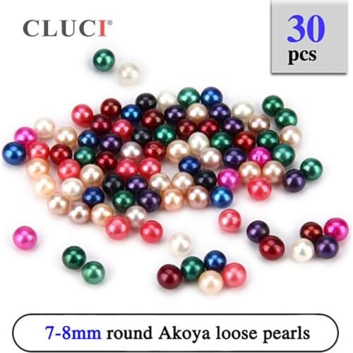 CLICL 30 Pcs 7-8mm Red Green Loose Pearls Bead Women Bead for Necklace Jewelry Natural Akoya Saltwater Pearls Beads SZ004SB