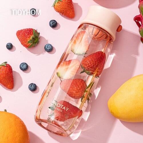 460/610ml Simple Modern Large-Capacity Cylindrical Plastic Graduated Water Cup Student Outdoor Sports Portable Drop-Proof Cup